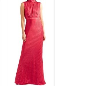 Saloni Fluer tie-back silk pink gown